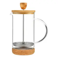 BIGCENTER - Cafetera Prensa Francesa Bambú con Base de Corcho 300ml