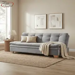 ESTILO Y CONFORT - SOFACAMA BAUL GRIS OSCURO PATA MADERA