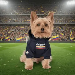 GENERICO - NUEVO PRODUCTO Buzo hoodie para perro Colombia Azul - Talla S - Ropa para Mascotas