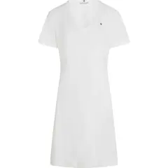 TOMMY HILFIGER - Vestido blanco de cuello v con logo