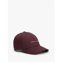 TOMMY HILFIGER - Gorra roja de sarga con logo bordado