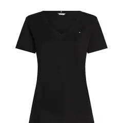 TOMMY HILFIGER - Camiseta negra con cuello en V