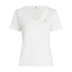 TOMMY HILFIGER - Camiseta blanca con cuello en V