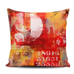 GENERICO - Funda Cojin Decorativo Abstracto 55 Números Naranja 1 Sola Cara Sin Relleno 47 X 47 Cm