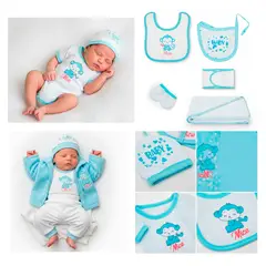 BABY KDS - Set primera muda ajuar del bebe glotoncitos - Azul