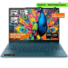 LENOVO - PORTATIL YOGA 7 2-EN-1 14AKP10 RYZEN AI 5 340 16GB 512GB SSD 14" OLED WUXGA TIDAL TEAL + LAPIZ W11