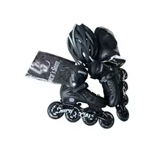 CHICOS - PATINES SEMIPROFESIONALES SKATE AJUSTABLE 34-35-36-37 NEGRO + KIT + BOLSO
