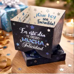 INFANTILES CAJUROMIX - Caja De Regalo Decorativa Con Frases 15 Cm Negro