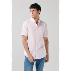 KOAJ - Camisa unicolor con bolsillo cuadrado y cuello button Hombre