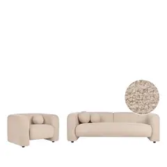 GENERICO - Juego de Sala Moderno beige 3 Plazas