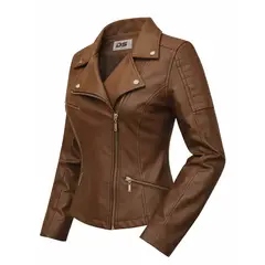 MODA EN CIRCUITO - Chaqueta Estilo Chamarra para Dama en Cuerotex