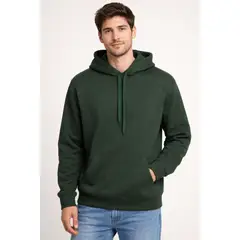 FRIOLENTA - Saco hoodie cuello redondo Hombre algodón perchado - Verde