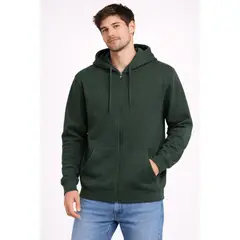 FRIOLENTA - Saco buzo Cremallera Hombre algodón perchado - Verde