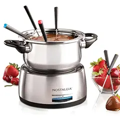 NOSTALGIA - Olla De Fondue Eléctrica Fps200, Acero Inoxidable Acero Inoxidable