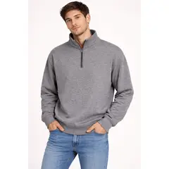 FRIOLENTA - Saco buzo cremallera Hombre algodón perchado - Gris