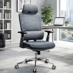 MOBLIHOUSE - Silla Ergonómica Human Plus Respaldo Ajustable 6 Niveles Gris Malla