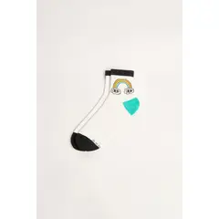 KOAJ - Medias cremas claras cortas con diseño de arcoíris Hombre