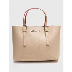 TOMMY HILFIGER - Bolo rosado mini shopper con logo metalizado