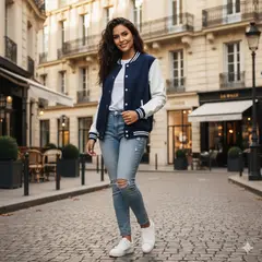 THE CLOTHING COMPANY - Chaqueta Beisbolera Cuero Mujer Algodon Perchado GNRC