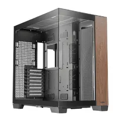 ANTEC - Caja C8 Wood Madera Vidrio Templado Negra