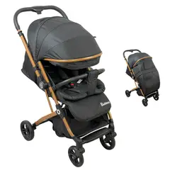 GENERICO - Coche Paseador Para Bebe Tipo Maleta Reversible Bebisso + Ropon Negro
