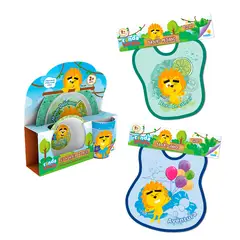 RONDA - Combo 2095-Babero Rondin Grande+Babero Rondin Mediano+Set Vajilla 3 Pzas Rondin