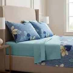 GENERICO - Juego De Sábanas Magnolia Azul 180 Hilos