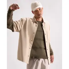 SEVEN SEVEN - Camisa Para Hombre Sobrecamisa Manga Corta Color Beige Marca #45017662