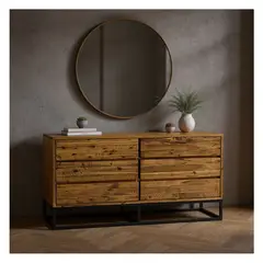 22 GRADOS DECORACION - Mesa De Tv Lucas 130Cm X 40Cm Roble Y Metal