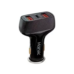 TECH - Adaptador para Carro Tres Puertos USB-A y USB-C con Carga Rápida