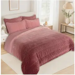 INCO - Plumón Sherpa Degradado Rosa Ultra Suave para Cama Doble