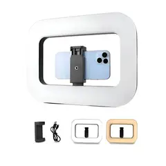 AMERICAN GENERICS - Aro de Luz Rectangular YM200 20W con Soporte para Celular