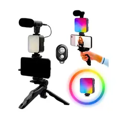 AMERICAN GENERICS - Estabilizador para Celular con Luz RGB, Micrófono y Trípode