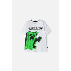 MINECRAFT - Camiseta de manga corta blanca para niño