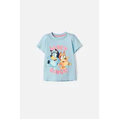 BLUEY - Camiseta de manga corta azul para niña 2T a 6T