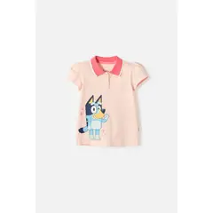 BLUEY - Camiseta de rosa tipo polo para niña 2T a 6T