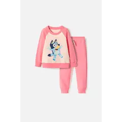 BLUEY - Conjunto de con pantalón largo rosado para niña 2T a 6T