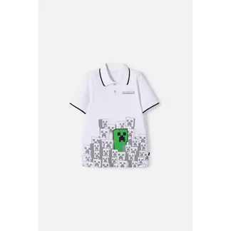 MINECRAFT - Camiseta tipo polo de blanca para niño