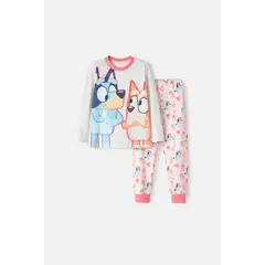 BLUEY - Pijama de multicolor tela tipo fleece para niña 2T a 6T