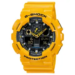 CASIO - Reloj G-SHOCK Para Hombre Deportivo GA-100A-9ADR Amarillo Con Negro Doble Hora