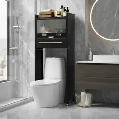 GENERICO - Mueble Organizador Baño Estante Metalico Moderno Premium Negro