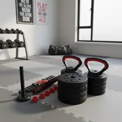 IMPORTADORA MAKA - Pesas Mancuerna 20kg Set Convertible A Barra Y Pesa Rusa