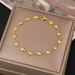 STAINLESS STEEL - Pulsera Eslavones De Corazones En Acero Inoxidable + Caja