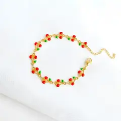 STAINLESS STEEL - Pulsera De Cerezas Para Mujer En Acero Inoxidable + Caja