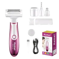 KEMEI - Depiladora Eléctrica Corporal 4 en 1 Mujer Recargable KM-6714