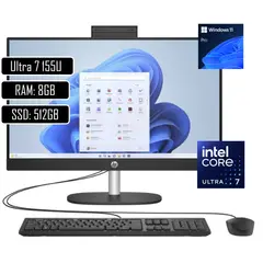 HP - TODO EN UNO ProOne 240 G10, Intel Core Ultra 7 155U, RAM 8GB, 512GB, 23.8" Full HD, Win 11 Pro