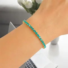 STAINLESS STEEL - Pulsera Tennis Con Piedritas Azul Claro Para Mujer En Acero Inoxidable + Caja