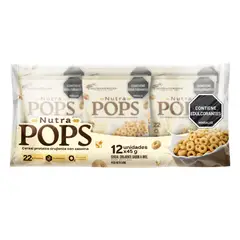 MEGAPLEX - Cereal Proteico NUTRA POPS Miel 1.1 lb Bolsa X 12 Und x 45 g 540 g