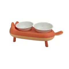 GENERICO - Comedero Doble Elevado Ceramica Mascotas