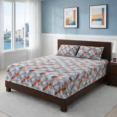 VOYPRE - Juego de Sábanas Estampadas en Microfibra Tamaño Doble Gris Rojo